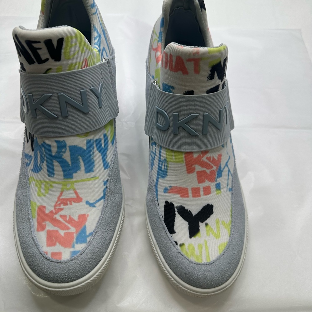 DKNY Blue and Yellow Sneakers with Velcro Strap